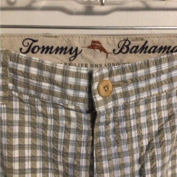 Tommy Bahama men’s 40 light army green plaid flat front casual cotton shorts - Picture 5 of 7